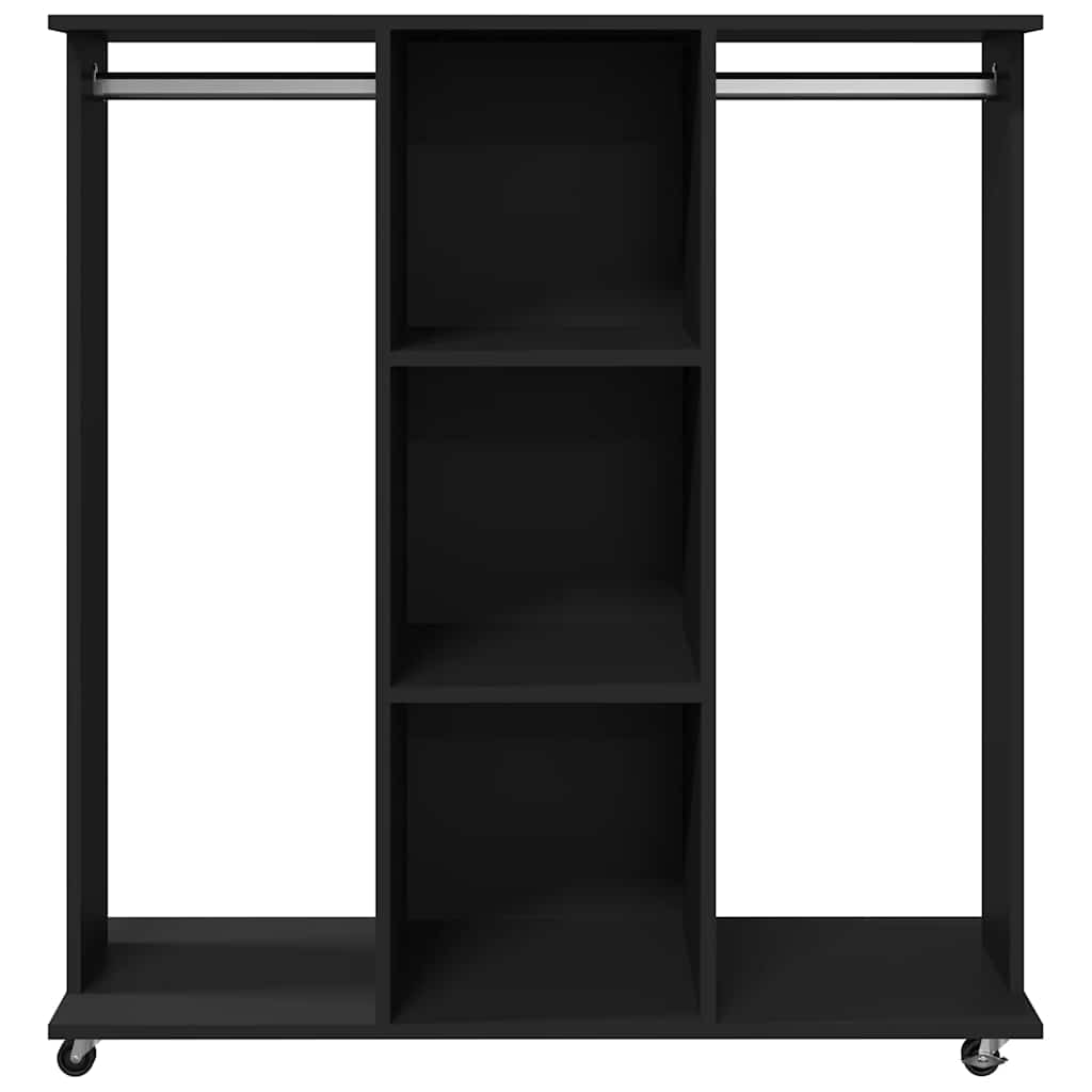 klædeskab med hjul 102x38x110 cm konstrueret træ sort