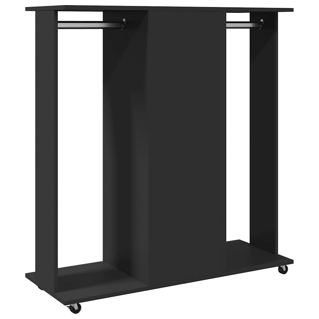 klædeskab med hjul 102x38x110 cm konstrueret træ sort