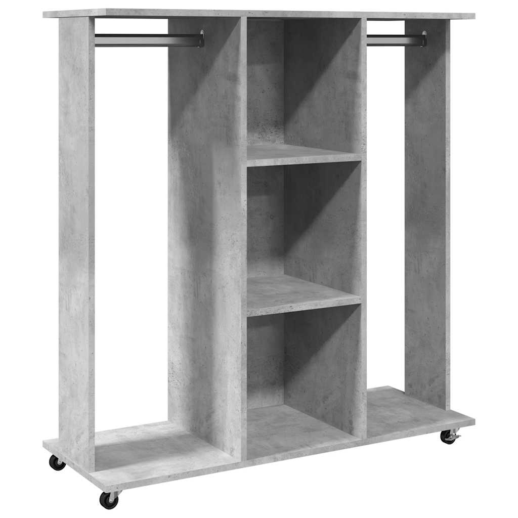 klædeskab med hjul 102x38x110 cm konstrueret træ betongrå