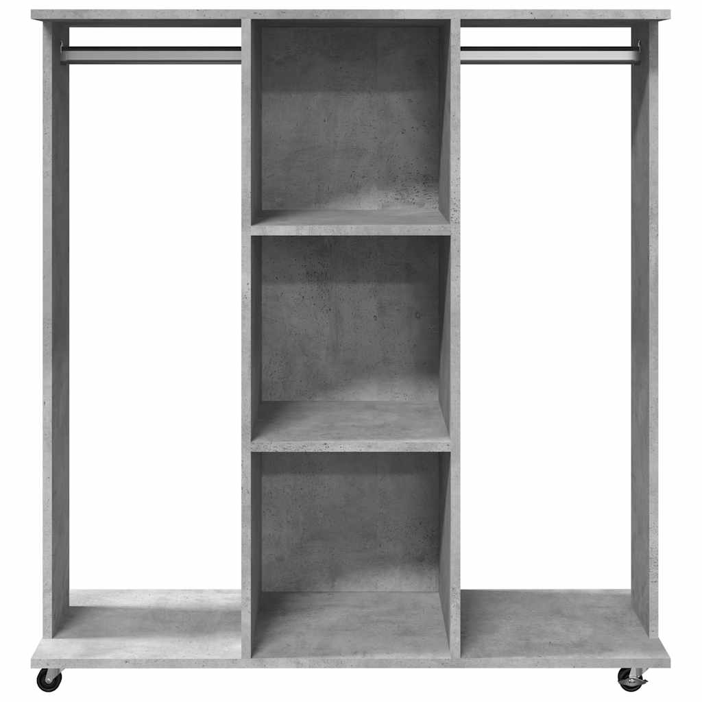klædeskab med hjul 102x38x110 cm konstrueret træ betongrå