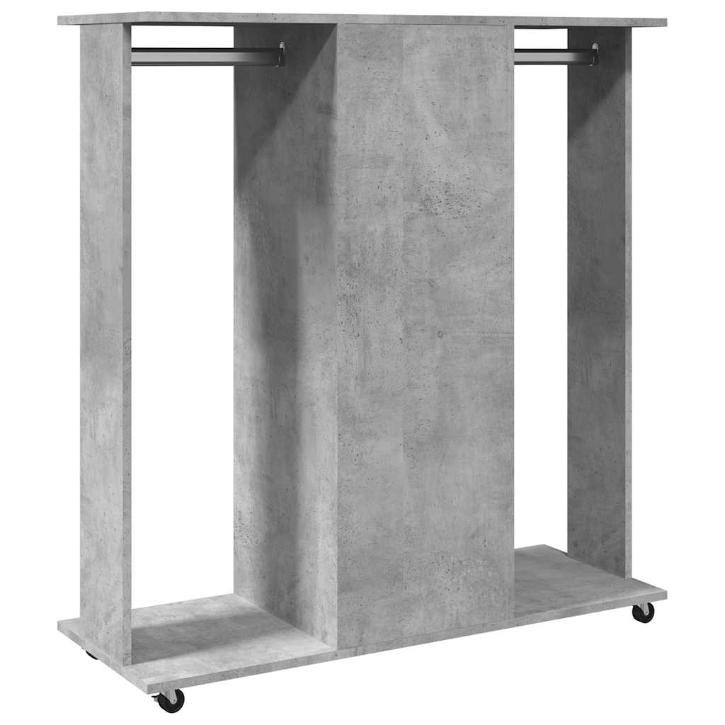 klædeskab med hjul 102x38x110 cm konstrueret træ betongrå