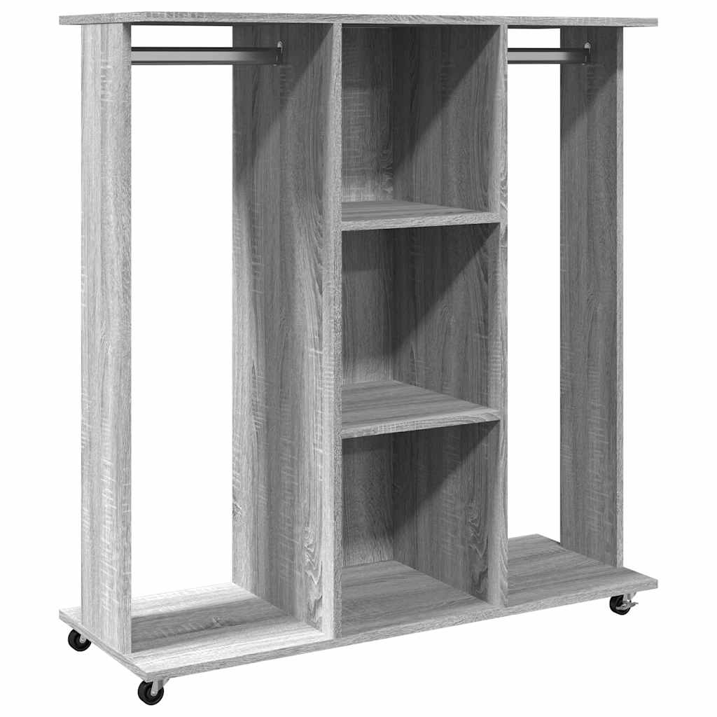 klædeskab med hjul 102x38x110 cm konstrueret træ grå sonoma-eg