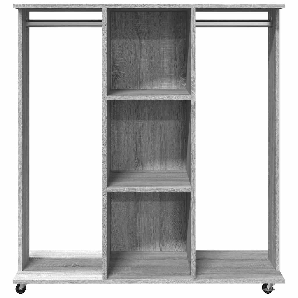 klædeskab med hjul 102x38x110 cm konstrueret træ grå sonoma-eg