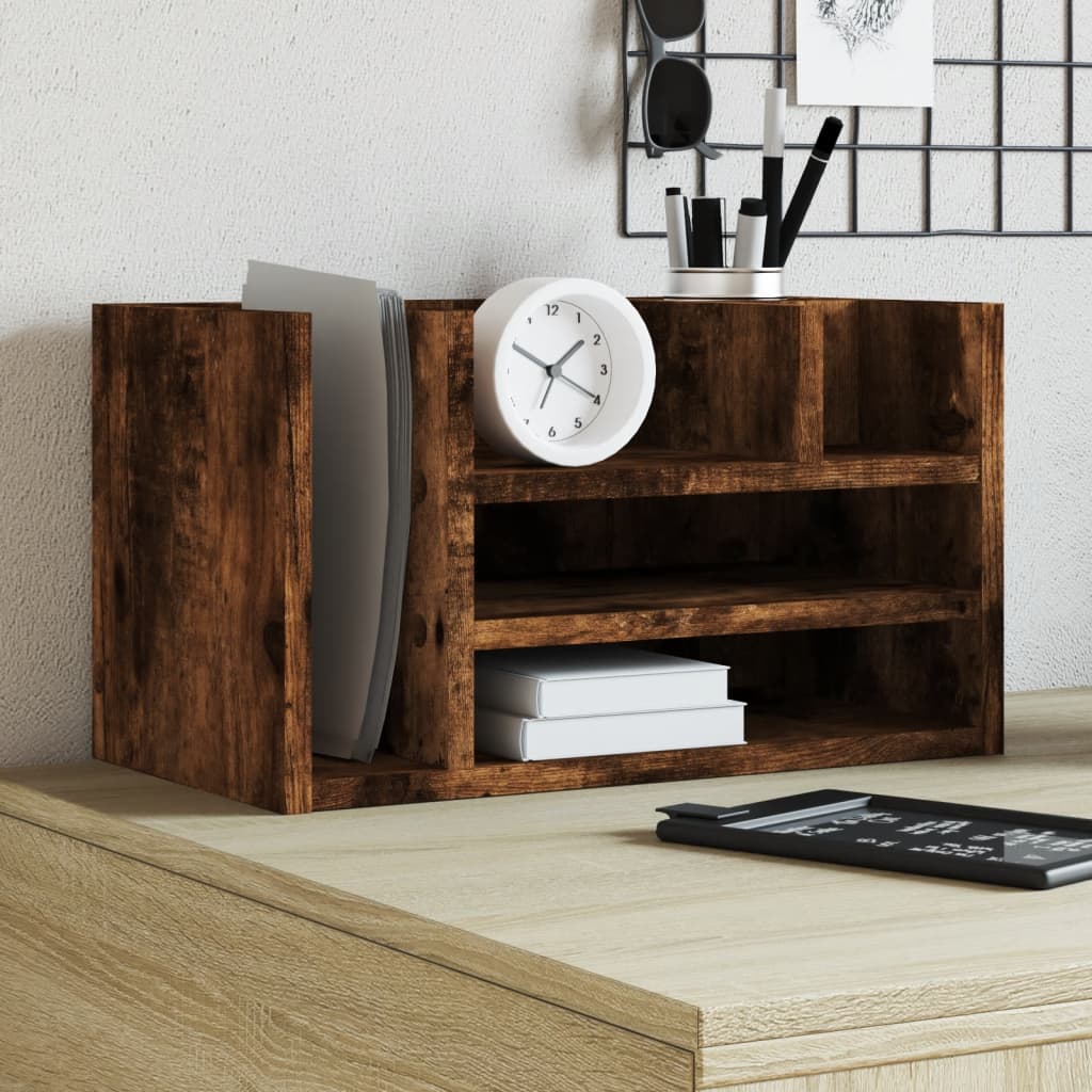 dueslag til skrivebord 44,5x24x25 cm konstrueret træ røget eg billede