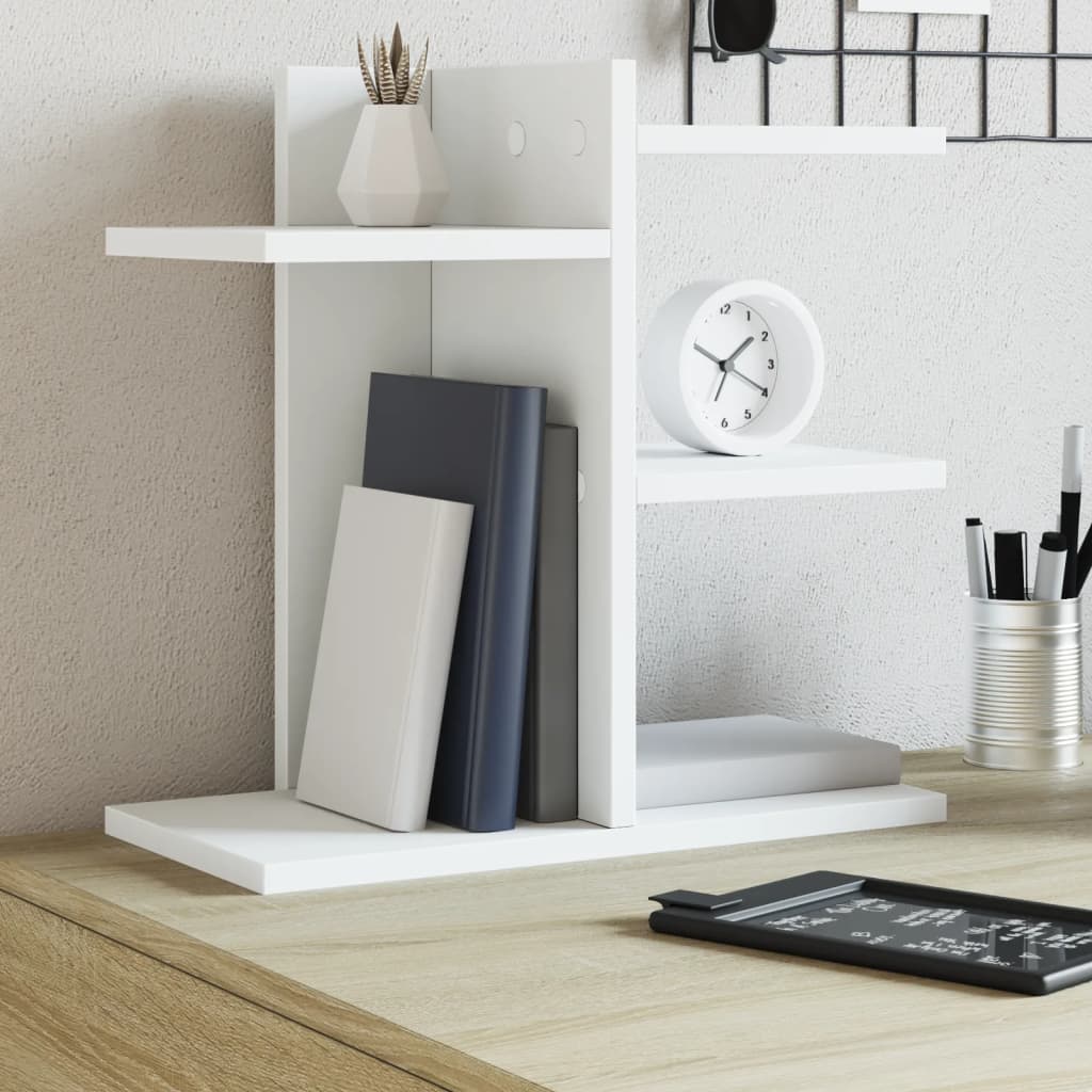 hylde til skrivebord 42x21,5x42 cm konstrueret træ hvid billede