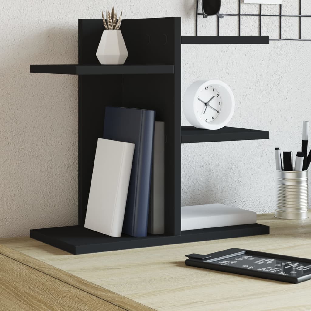 hylde til skrivebord 42x21,5x42 cm konstrueret træ sort billede