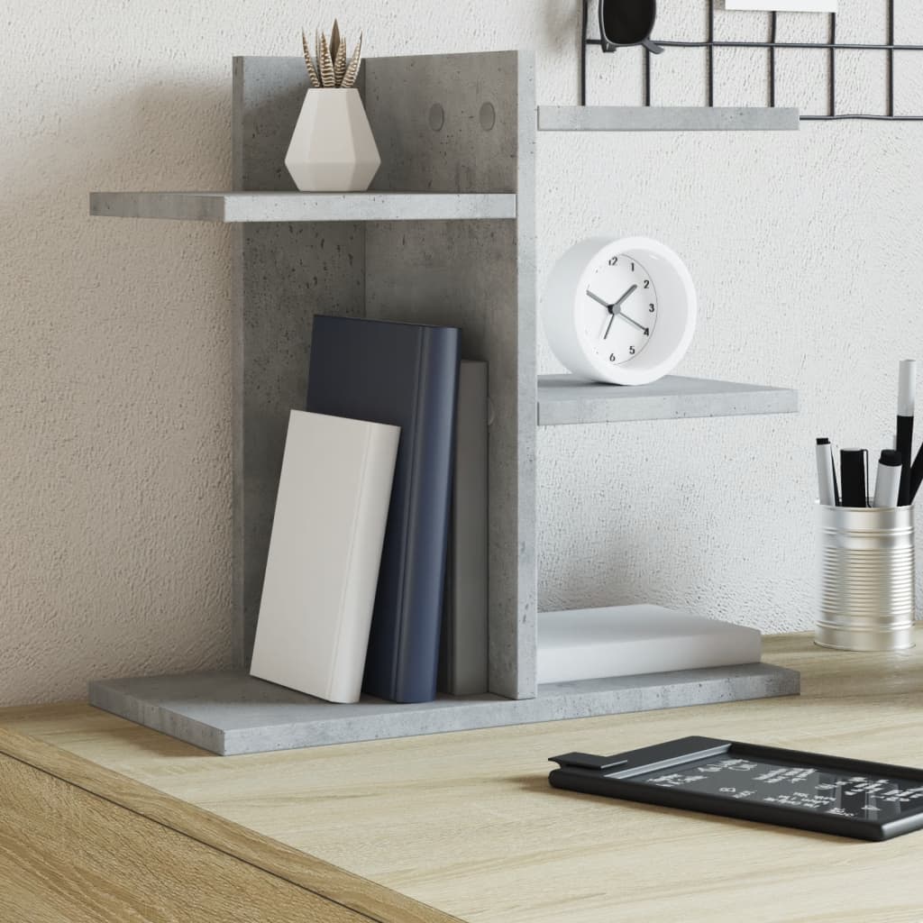 hylde til skrivebord 42x21,5x42 cm konstrueret træ betongrå billede