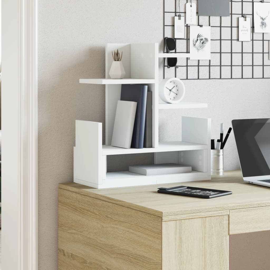 hylde til skrivebord 49x20x52,5 cm konstrueret træ hvid