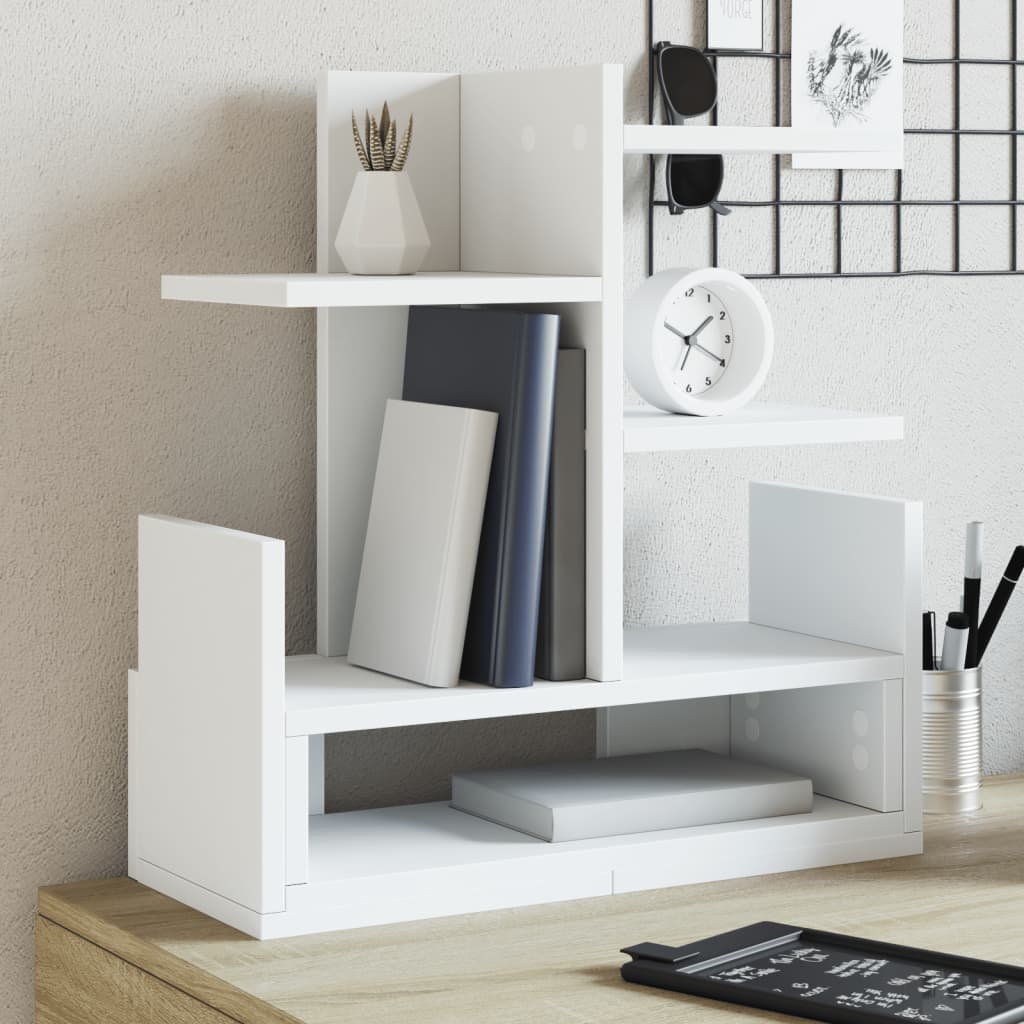 hylde til skrivebord 49x20x52,5 cm konstrueret træ hvid billede