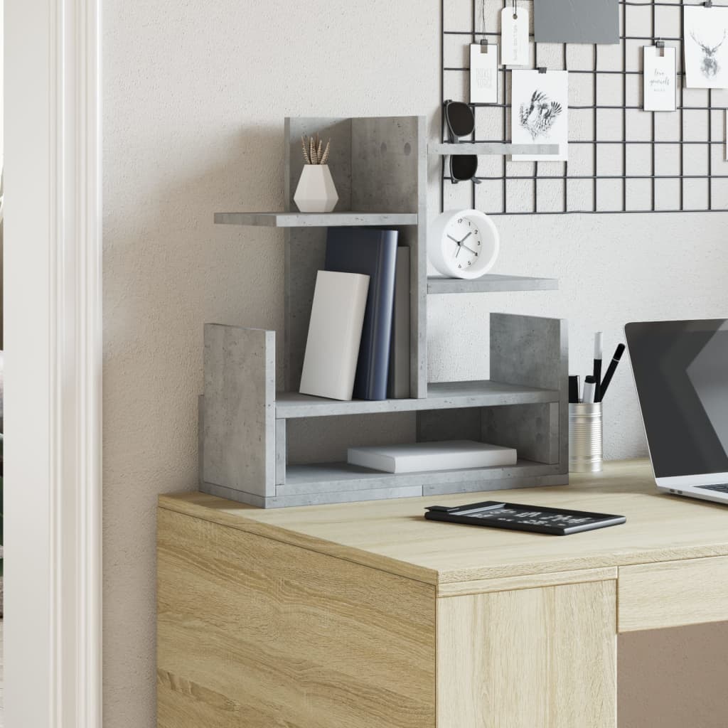 hylde til skrivebord 49x20x52,5 cm konstrueret træ betongrå