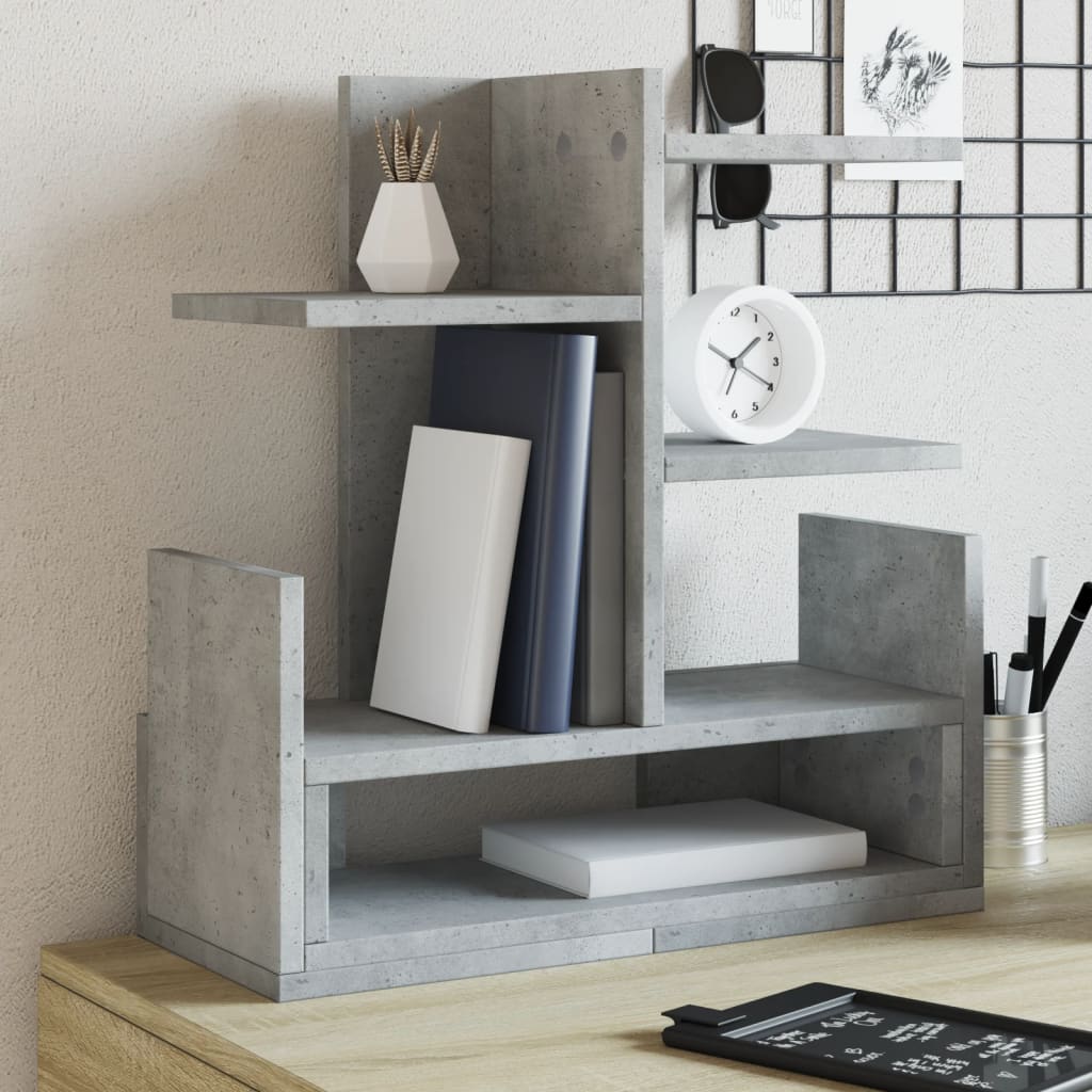 hylde til skrivebord 49x20x52,5 cm konstrueret træ betongrå billede