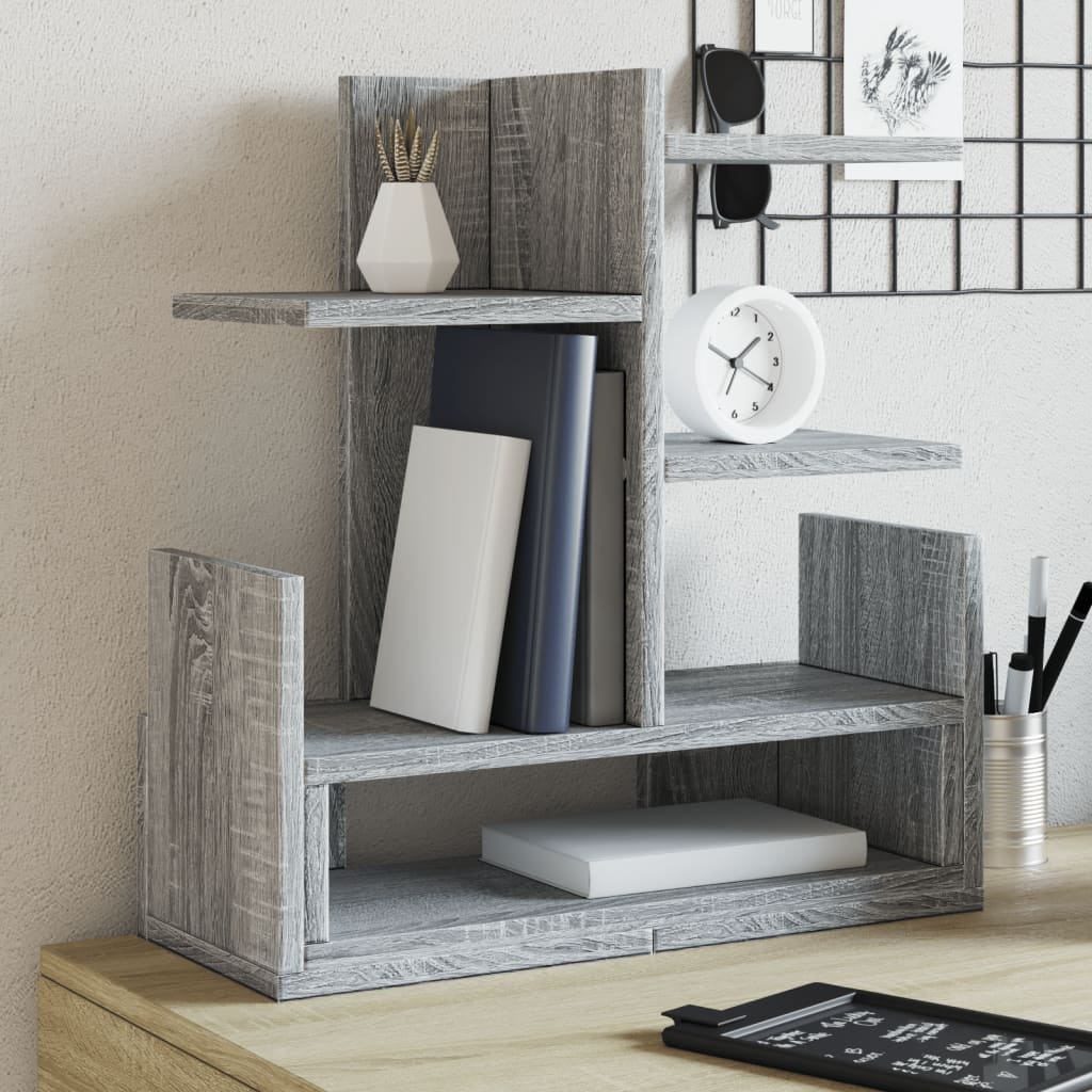 hylde til skrivebord 49x20x52,5 cm konstrueret træ grå sonoma billede