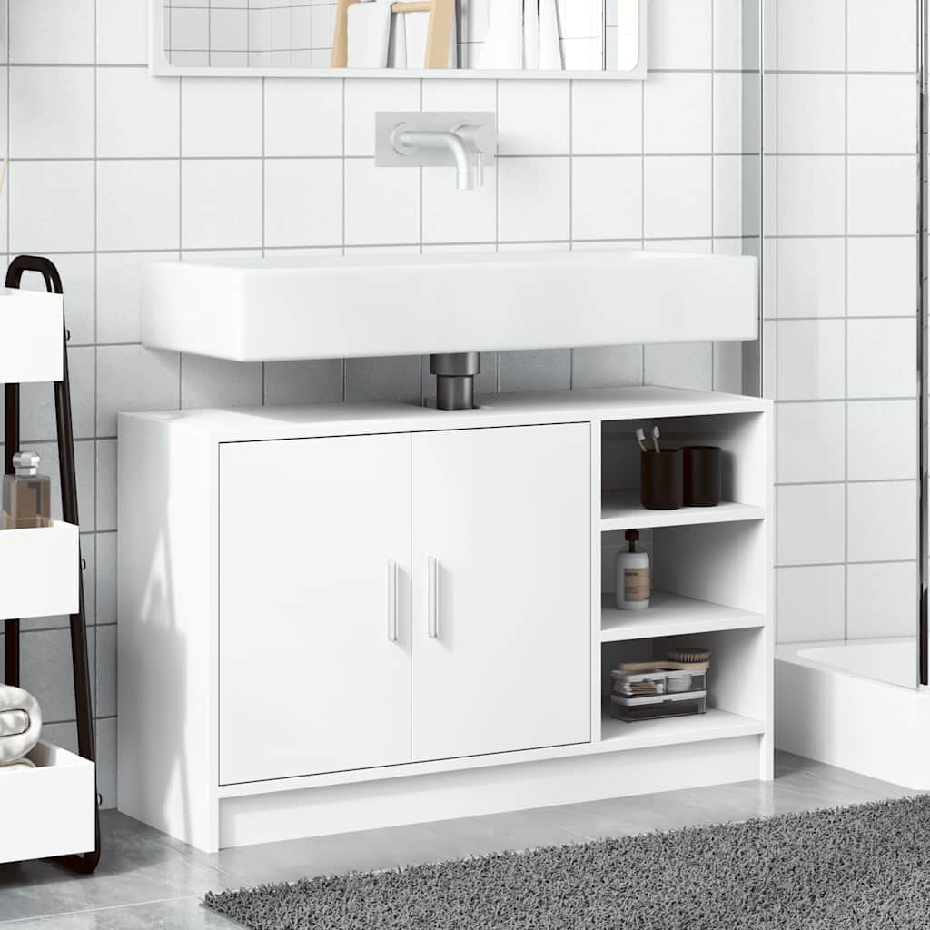 underskab til håndvask 90x29x55 cm konstrueret træ hvid