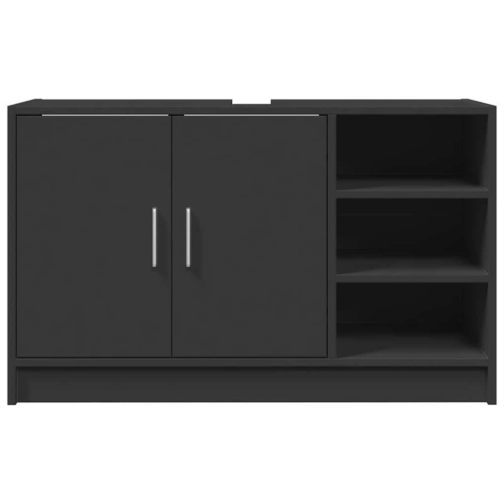 underskab til håndvask 90x29x55 cm konstrueret træ sort