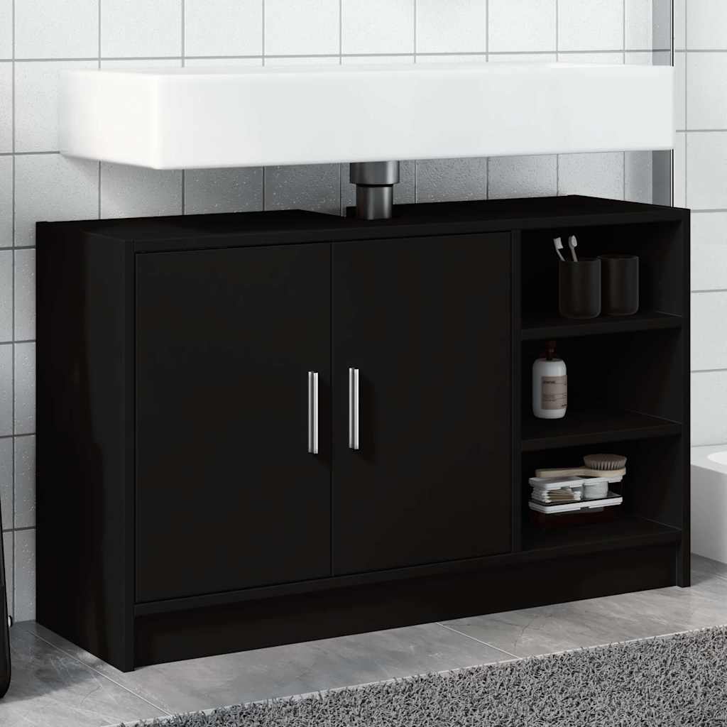 underskab til håndvask 90x29x55 cm konstrueret træ sort