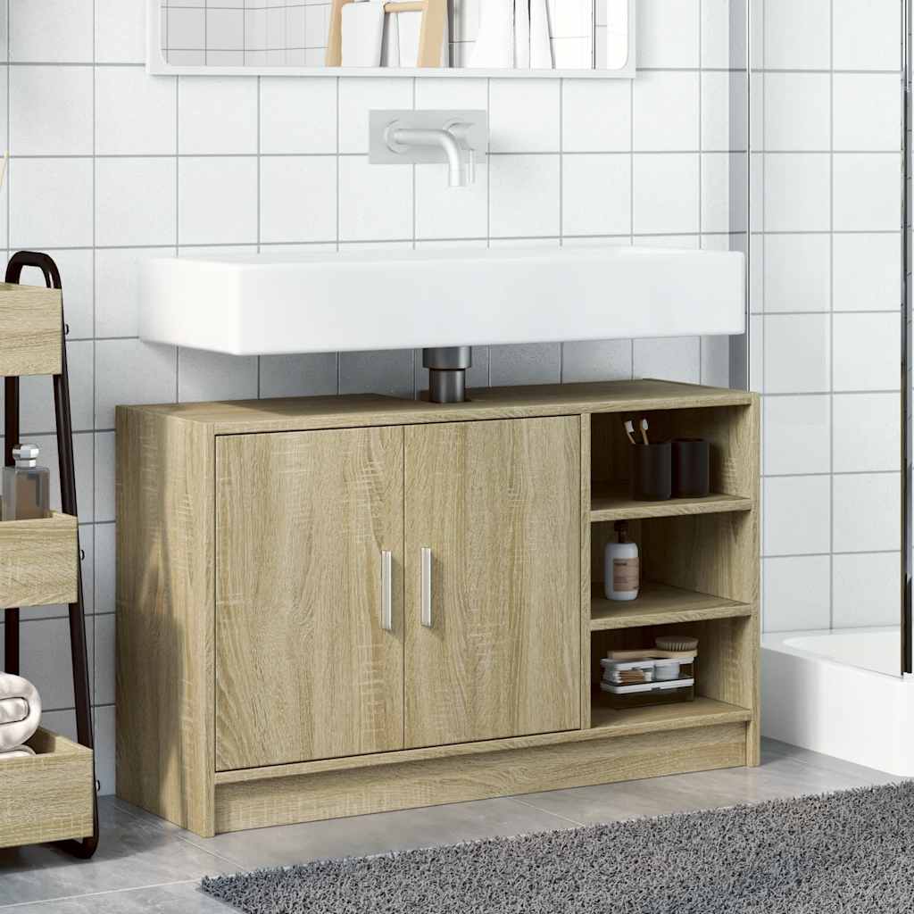 underskab til håndvask 90x29x55 cm konstrueret træ sonoma-eg
