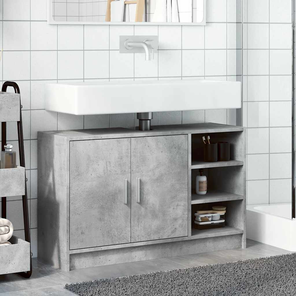 underskab til håndvask 90x29x55 cm konstrueret træ betongrå