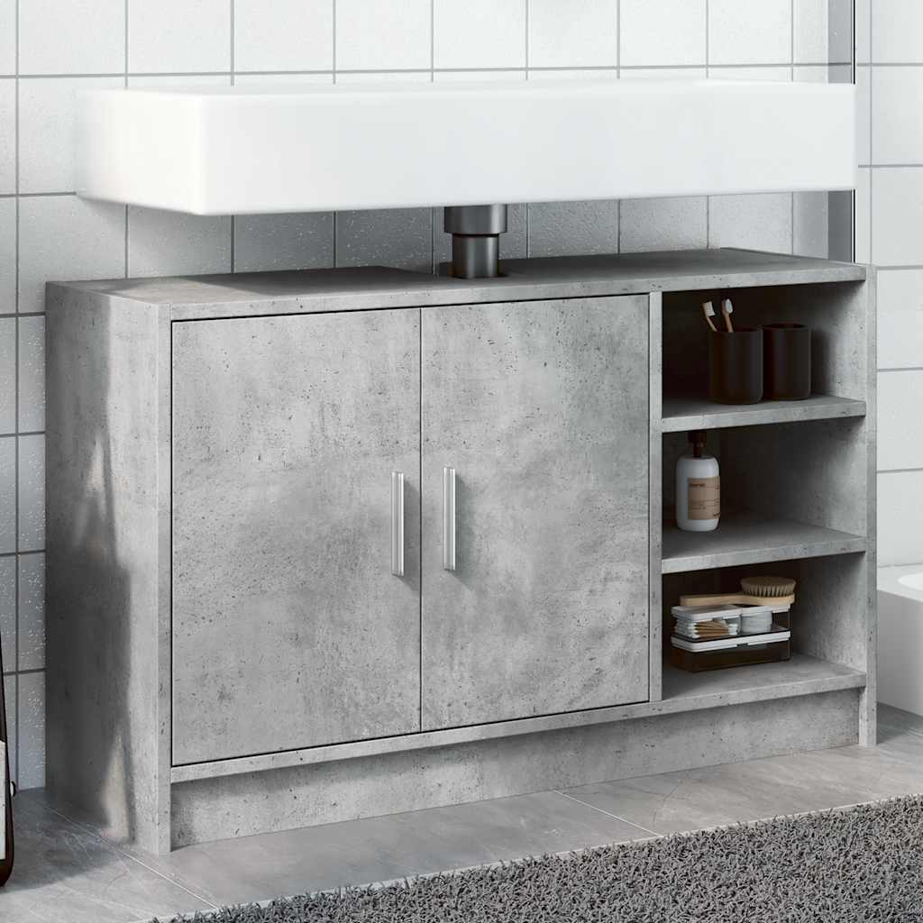 underskab til håndvask 90x29x55 cm konstrueret træ betongrå