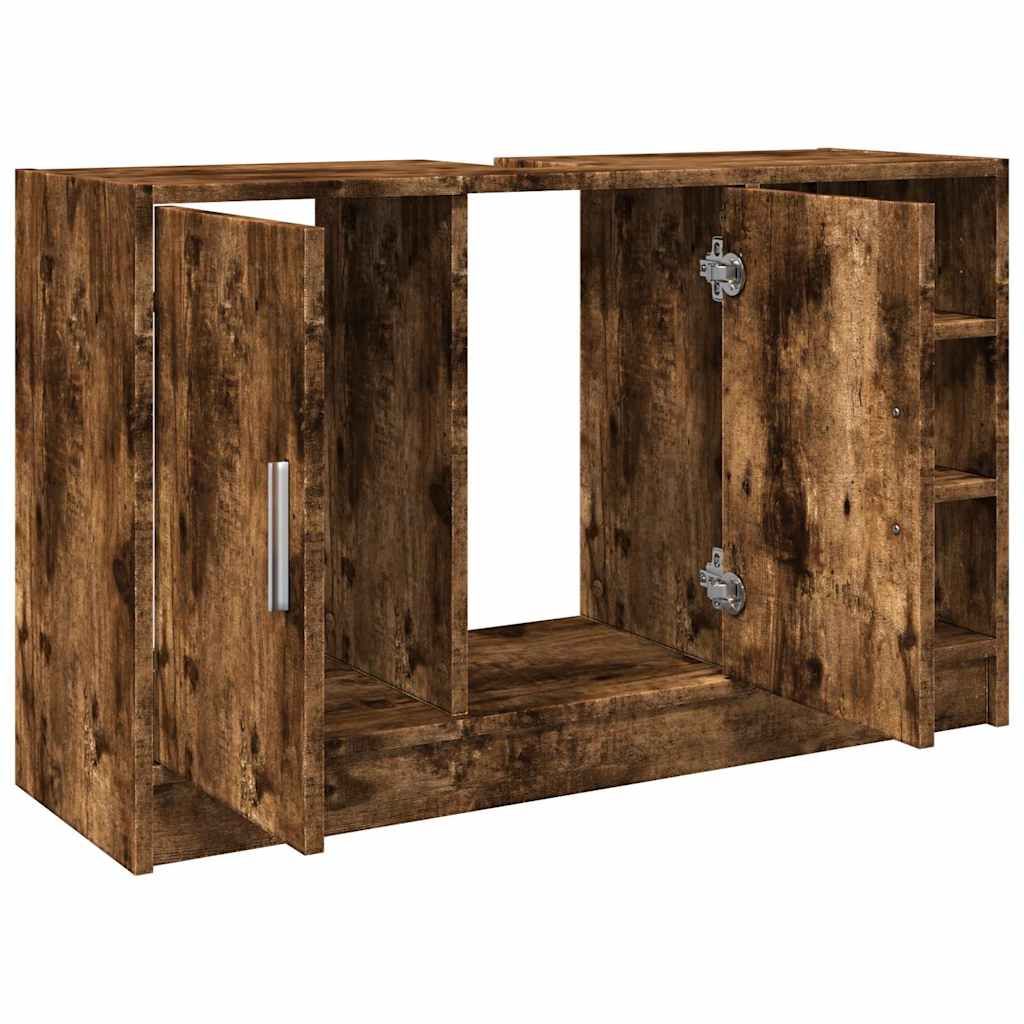 underskab til håndvask 90x29x55 cm konstrueret træ røget eg