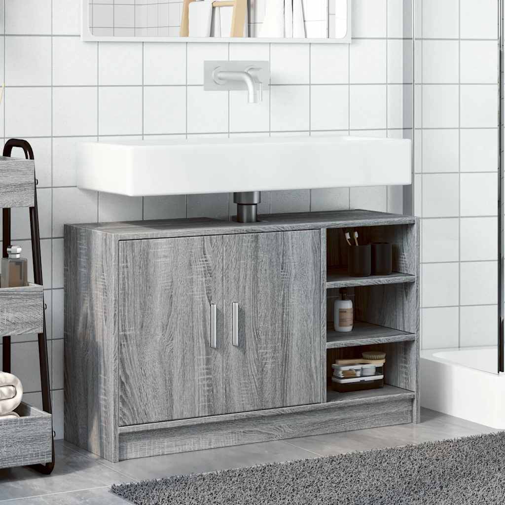 skab til håndvask 90x29x55 cm konstrueret træ grå sonoma-eg