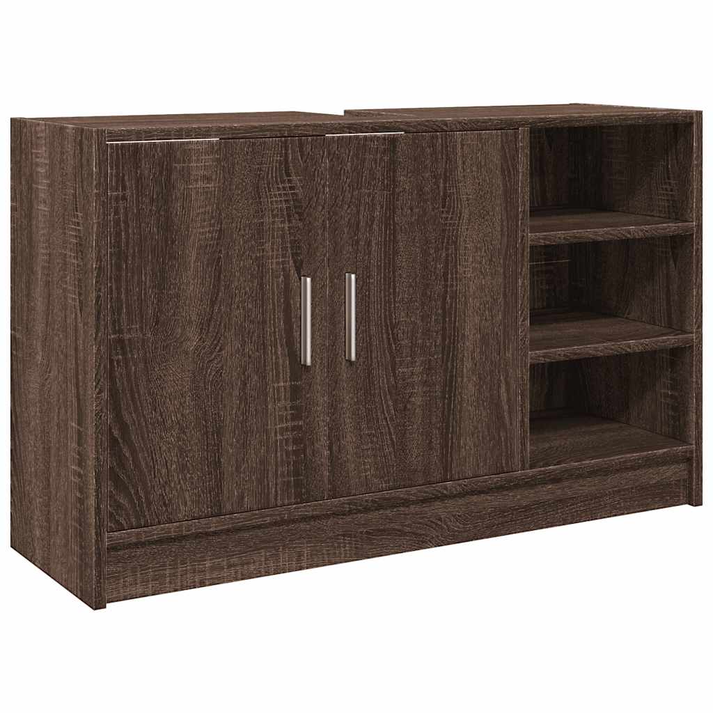 underskab til håndvask 90x29x55 cm konstrueret træ brunt eg