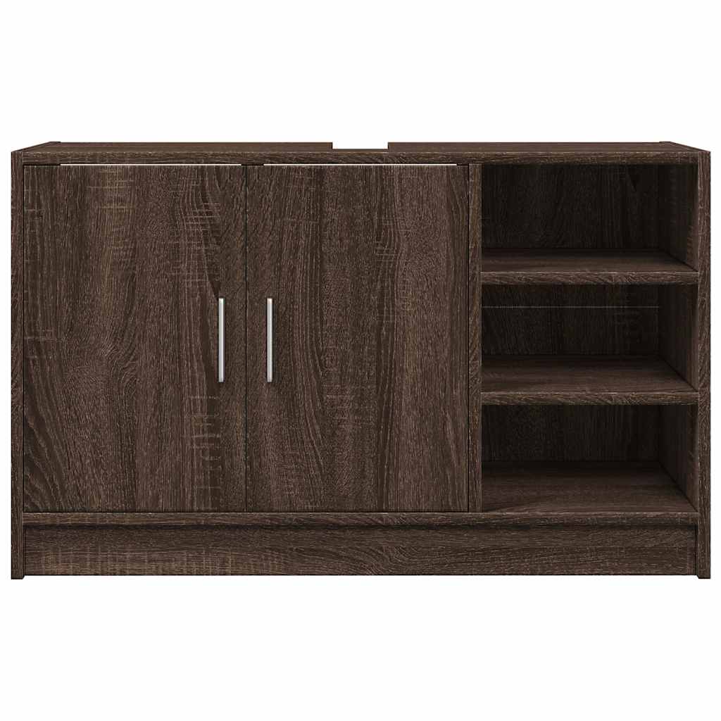 underskab til håndvask 90x29x55 cm konstrueret træ brunt eg