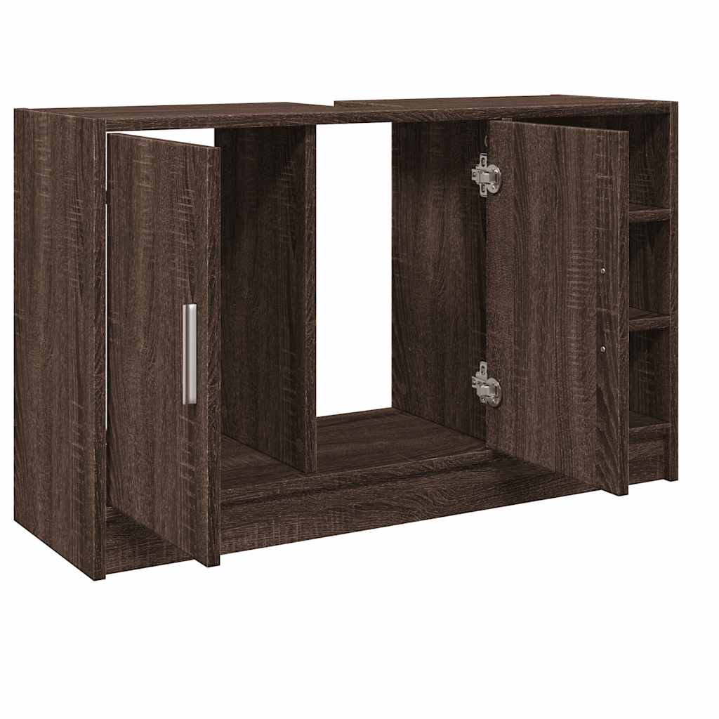 underskab til håndvask 90x29x55 cm konstrueret træ brunt eg
