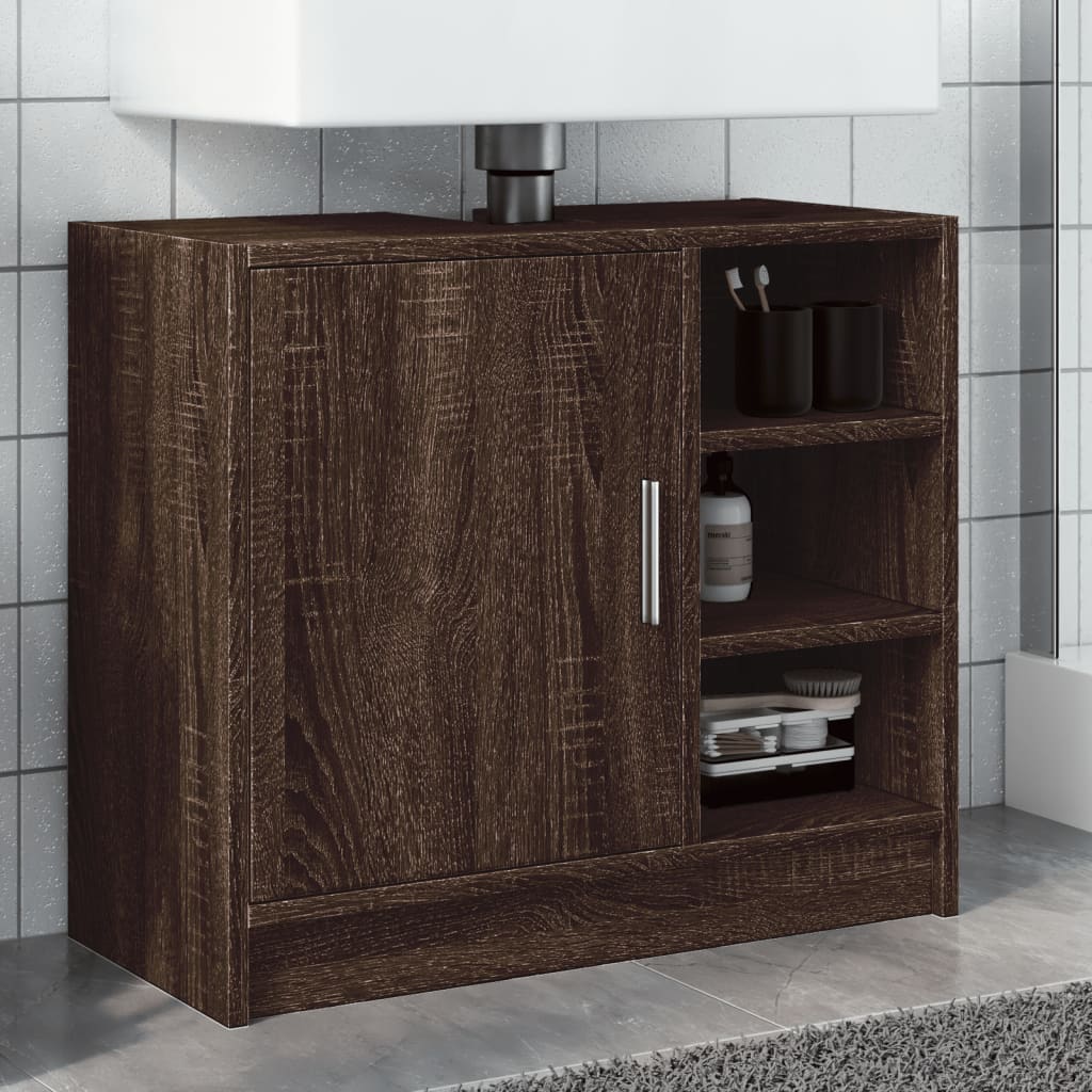 underskab til håndvask 63x29x55 cm konstrueret træ brunt eg