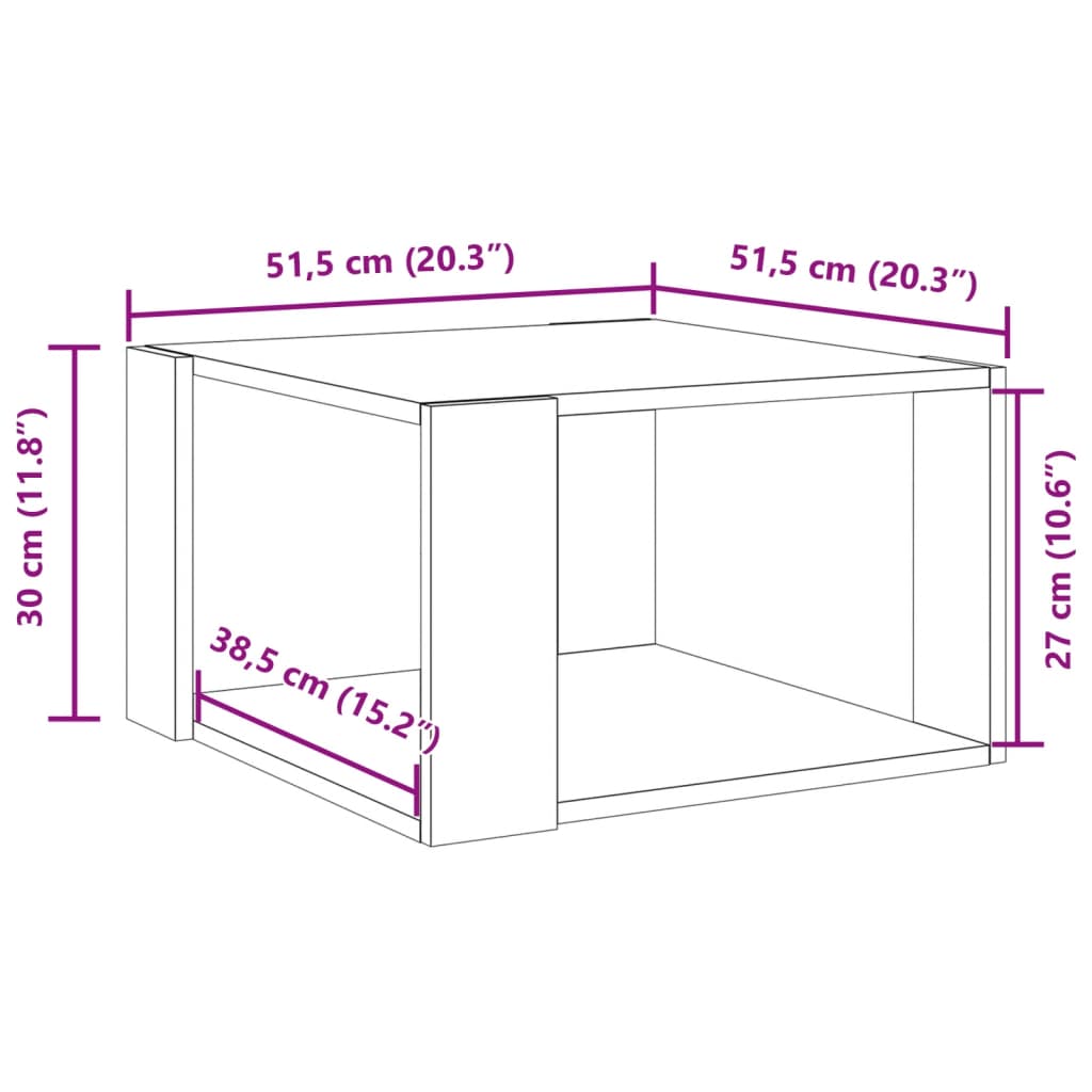 sofabord hvid 51,5x51,5x30 cm konstrueret træ