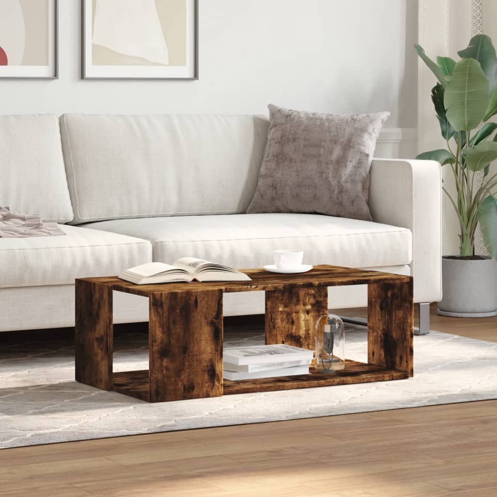 sofabord 89,5x48x30 cm konstrueret træ røget egetræsfarve