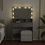 makeupbord med LED-lys 80x41x134,5 cm betongrå
