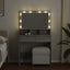 makeupbord med LED-lys 80x41x134,5 cm grå sonoma-eg