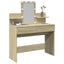 makeupbord med LED-lys 100x40x130 cm brun sonoma-eg