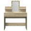 makeupbord med LED-lys 100x40x130 cm brun sonoma-eg