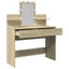 makeupbord med LED-lys 100x40x130 cm brun sonoma-eg