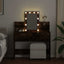 makeupbord med LED-lys 100x40x130 cm røget egetræsfarve
