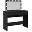 makeupbord med LED-lys 100x40x120 cm sort