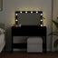 makeupbord med LED-lys 100x40x120 cm sort