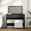 makeupbord med LED-lys 100x40x120 cm sort