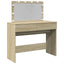 makeupbord med LED-lys 100x40x120 cm brun sonoma-eg