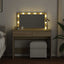 makeupbord med LED-lys 100x40x120 cm brun sonoma-eg