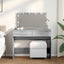 makeupbord med LED-lys 100x40x120 cm grå sonoma-eg