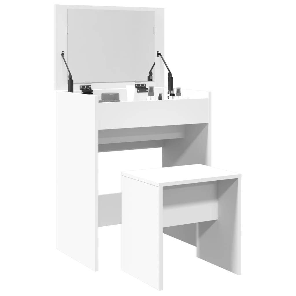 kosmetikbord med skammel 60x40x113,5 cm hvid billede