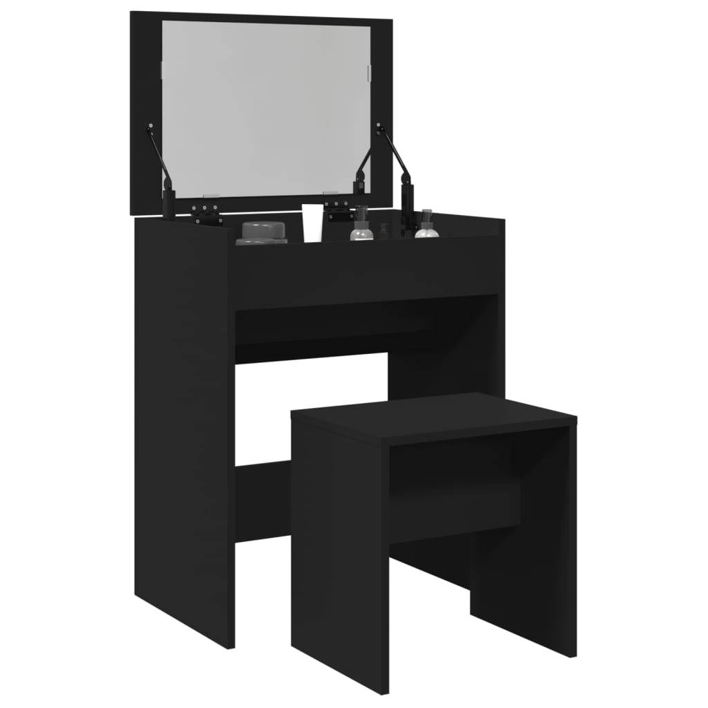 kosmetikbord med skammel 60x40x113,5 cm sort billede
