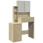 makeupbord med skab 80x35x132 cm sonoma-eg