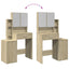 makeupbord med skab 80x35x132 cm sonoma-eg