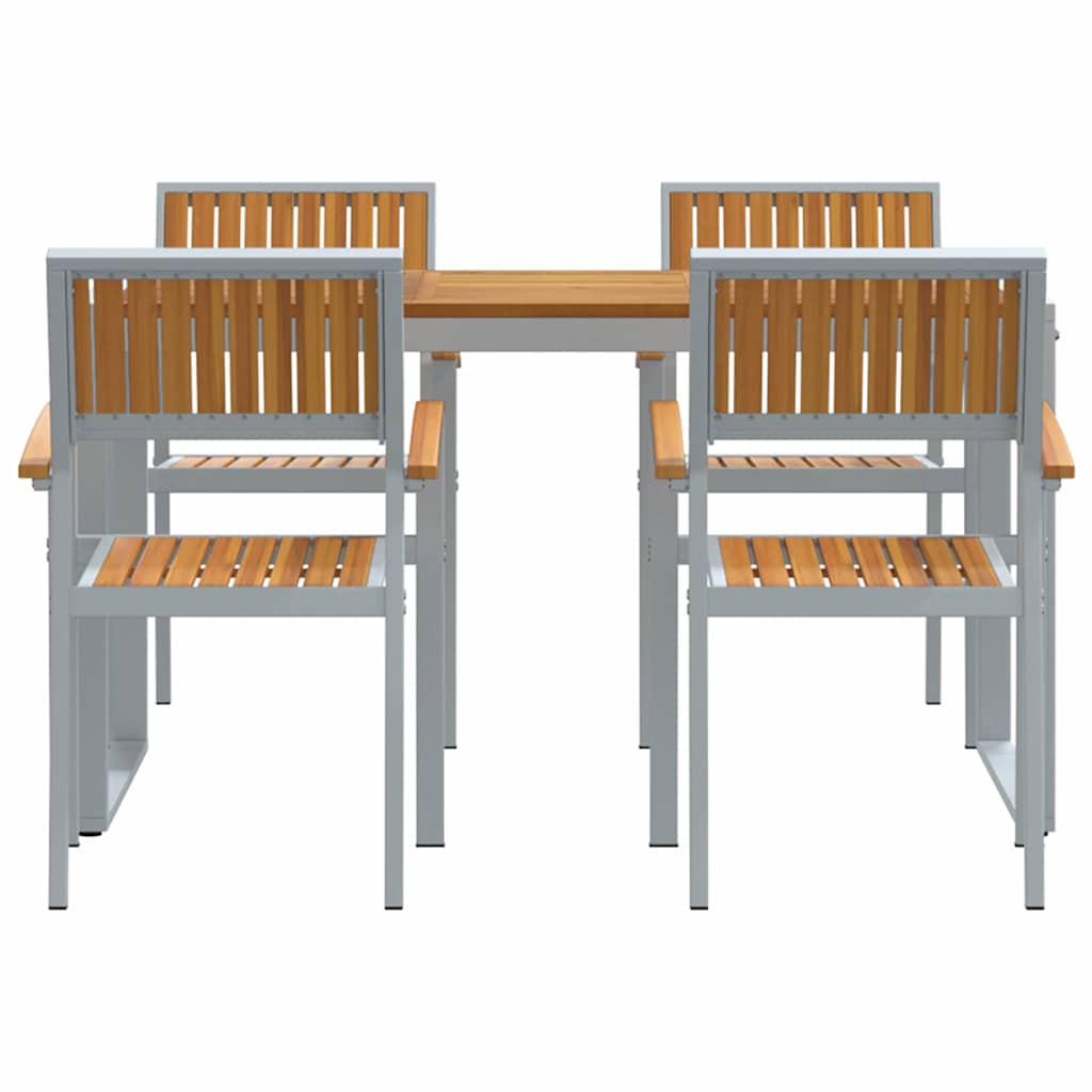 Have Spisebordssæt 5 pcs Grå Massivt Akacietræ