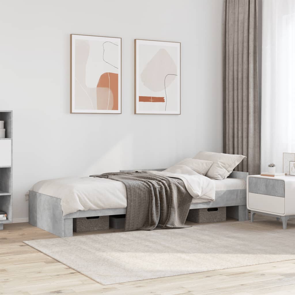 sengeramme 100x200 cm konstrueret træ betongrå