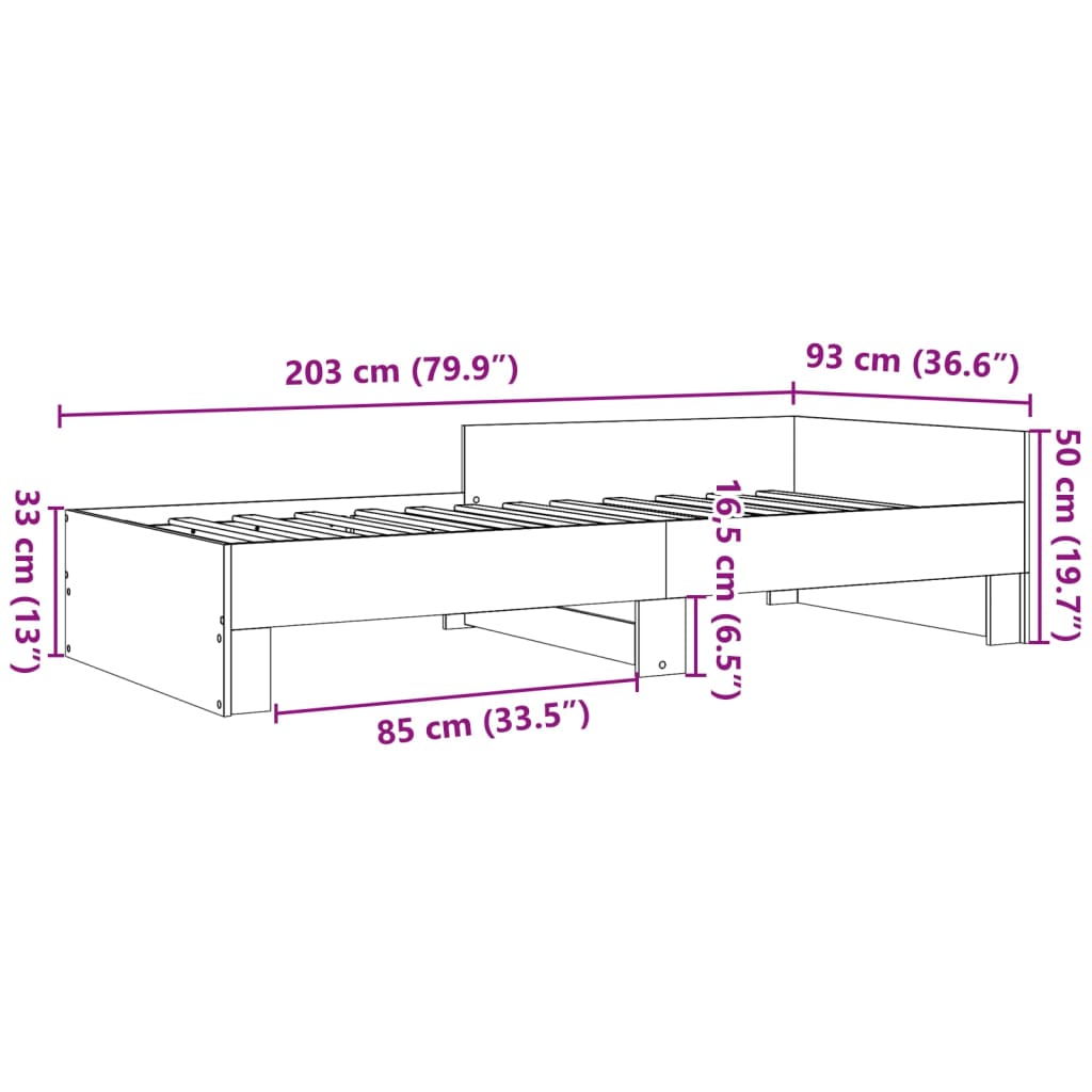 sengeramme 90x200 cm konstrueret træ hvid