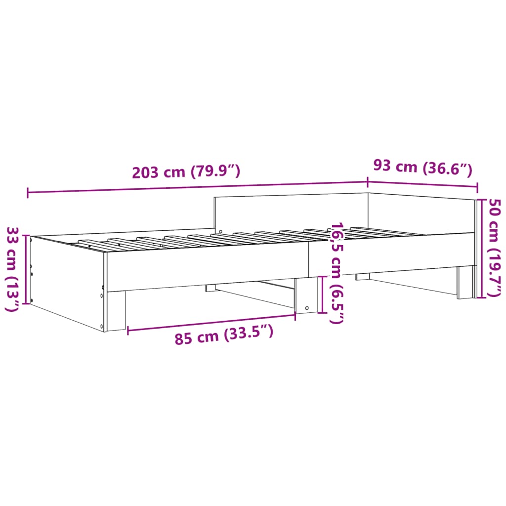sengeramme 90x200 cm uden madras konstrueret træ røget eg
